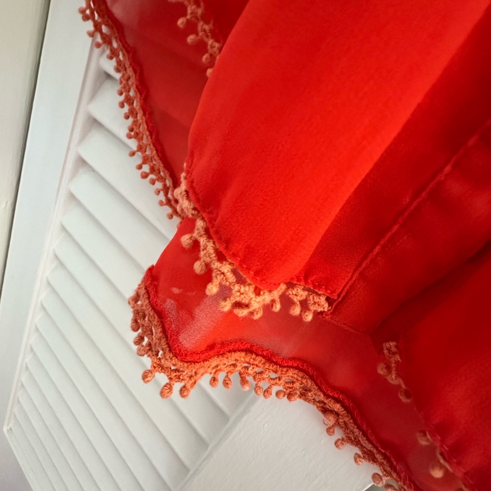 Red Lace Women's Blouse - Picture 3 of 4